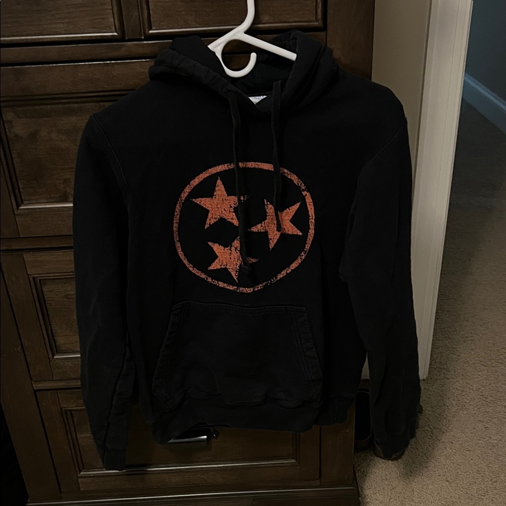 Port and Company Black Hoodie with Tennessee Orange Star Design